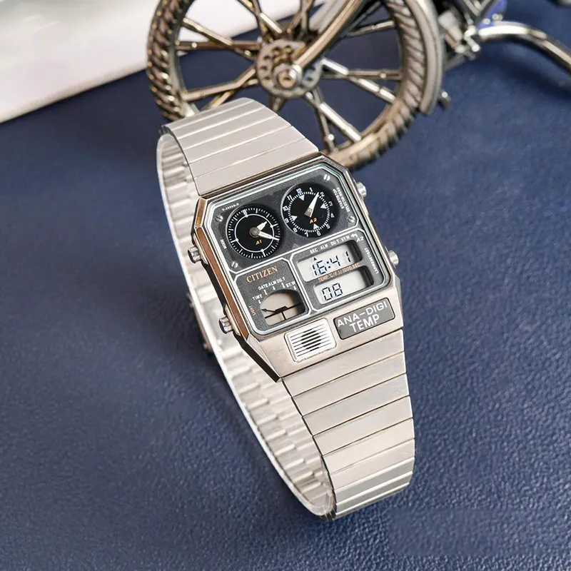 Citizen Vintage Dual Time Thermometer Silver-tone Men's Watch- JG2000-59E